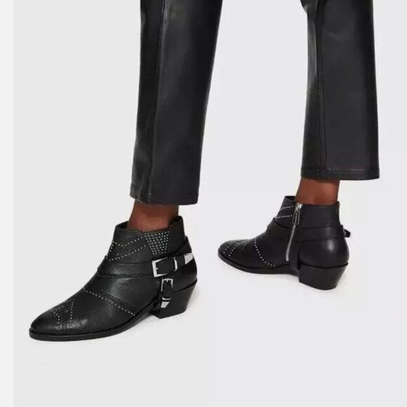 Anine Bing Shoes - Anine Bing Bianca Leather Boots/Booties Black Silver Gunmetal Studs  - Size 41
